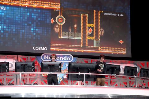 In this photo provided by Nintendo of America, Cosmo Wright (L) of Chicago, Illinois, and John Goldberg of Queens, New York, compete in Super Mario Maker for the Wii U console at the Nintendo World Championships 2015 finals. The event, which took place at L.A. LIVE in Los Angeles on June 14, 2015, found 16 contestants competing for the title of 2015 Nintendo World Champion. (Photo: Nintendo)
