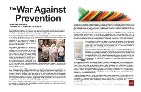 "The War Against Prevention" by AHF President Michael Weinstein (Graphic: Business Wire)