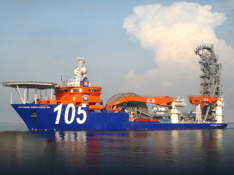 McDermott deepwater rigid reel Lay Vessel 105 (LV 105) is slated to complete offshore installation in early 2016. (Photo: Business Wire)