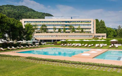 Sheraton Lake Como Hotel: in the midst of it all, surrounded by the natural beauty of the snow-covered Rhaetian Alps, the blue waters of Lake Como, and flourishing gardens. (Photo: Business Wire)