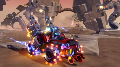 Hit the road with Dark Spitfire and his signature Dark Hot Streak land vehicle, available exclusively in the Skylanders® SuperChargers Dark Edition Starter Pack on September 20. (Graphic: Business Wire)