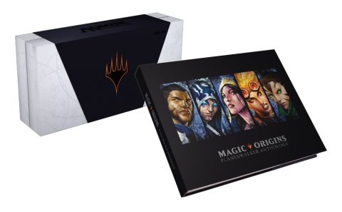 MAGIC: THE GATHERING ORIGINS PACK – FEATURING THE PLANESWALKER ANTHOLOGY available at Booth #3329 at Comic-Con International in San Diego. This collection includes a set of five cards from MAGIC ORIGINS with exclusive artwork by renowned MAGIC: THE GATHERING card illustrator Wayne Reynolds, spotlighting five PLANESWALKER characters: GIDEON JURA, JACE BELERAN, LILLIANA VESS, CHANDRA NALAAR and NISSA REVANE. The box set also includes THE PLANESWALKER ANTHOLOGY, an exclusive hardcover book exploring the pasts of these PLANESWALKERS. Following the convention, a limited number of sets will be available on HasbroToyShop.com for the approximate retail price of $110.99. (Photo: Business Wire)