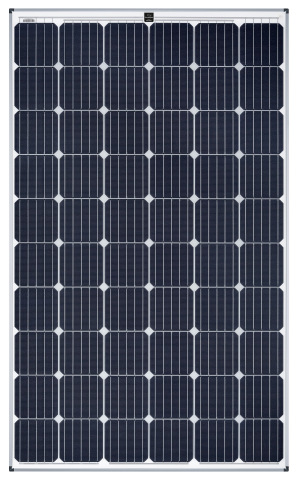 SolarWorld’s 300-watt, 60-cell PERC solar panel features cells strung with five bus bars, the conductive ribbons that speed the flow of electricity among cells. The two additional bus bars mean electrons travel shorter distances to join the flow of electricity and therefore boost power density. (Photo: Business Wire)