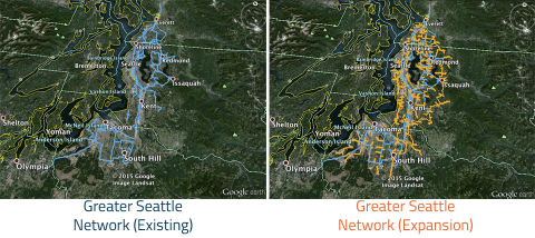 Zayo Group’s Seattle area network expansion, map data: Google