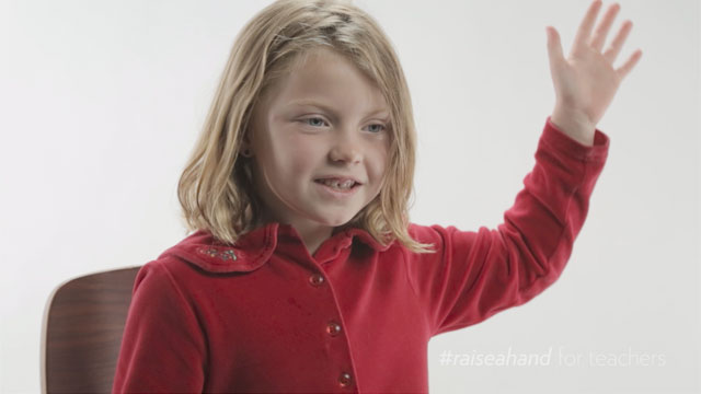 Kids #RaiseAHand for their favorite teachers as part of the program from thredUP and AdoptAClassroom.org called "Raise A Hand For Teachers." Recognize the outstanding teachers in your life at thredUP.com/Teachers.