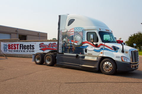 Just in time for the 4th of July, Bay & Bay Transportation unveiled a Freightliner Evolution truck featuring a bold, custom-designed patriotic theme. (Photo: Bay & Bay Transportation)