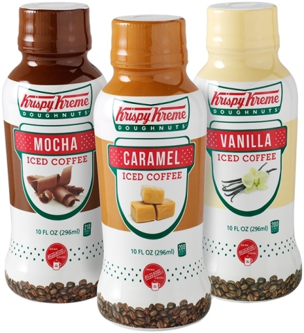Krispy Kreme's new ready-to-drink iced coffee flavors - mocha, caramel and vanilla - are now available in grocery stores nationwide. (Photo: Business Wire)
