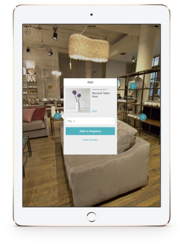 Shop the Canvas Home NYC showroom from the comfort of your couch with 360°, available on the new Zola iPad app. (Photo: Business Wire)