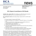 HCA Reports Second Quarter 2015 Results