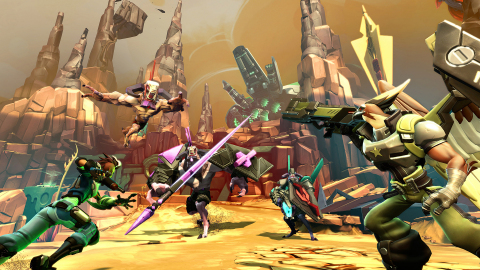 2K and Gearbox Software today announced that Battleborn™, the new first-person shooter from the creators of Borderlands, will be available worldwide on February 9, 2016 for the PlayStation®4 computer entertainment system, Xbox One, and Windows PC. (Graphic: Business Wire)
