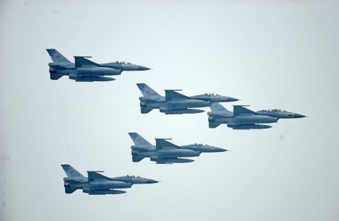 Taiwan's F-16 fighter jets are pictured during a military rehearsal held in mid- June, ahead of the military display in July. In celebration of the 70th anniversary of the Republic of China's 1945 victory over Japan in the Second Sino-Japanese War, a large-scale military display was recently concluded in Hsinchu County, northern Taiwan. (Photo: Business Wire)