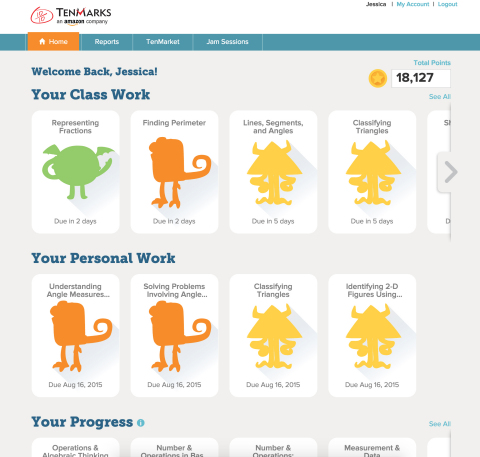 Image of TenMarks Student Dashboard (Graphic: Business Wire)