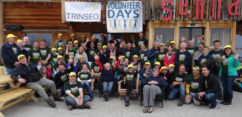 Trinseo's Horgen and Samstagern sites teamed up for the Company's Volunteer Days program in the Alps to clean the grassland of weeds and debris for the local farmers. (Photo: Business Wire)