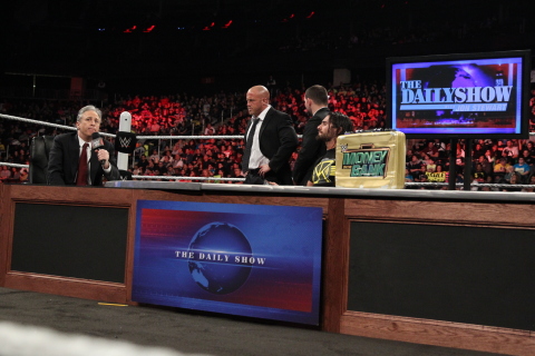 Jon Stewart and WWE Superstar Seth Rollins (Photo: Business Wire)