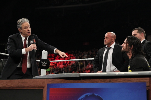 Jon Stewart and WWE Superstar Seth Rollins (Photo: Business Wire)