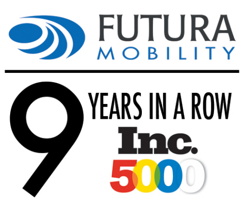 Futura Mobility named to Inc. 5000 List of fastest growing companies for 9 consecutive years. (Graphic: Business Wire)