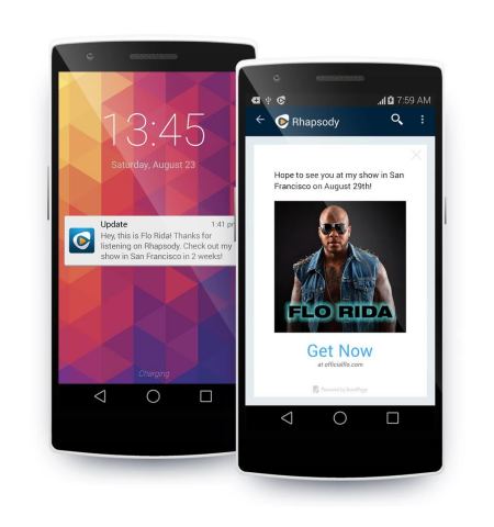 A push notification from Flo Rida to his biggest fans on Rhapsody via BandPage. (Photo: Business Wire)