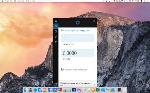 A Mac using Microsoft's personal intelligent assistant Cortana from Windows 10 in Mac OS X thanks to Parallels Desktop 11 Mac. (Photo: Business Wire)