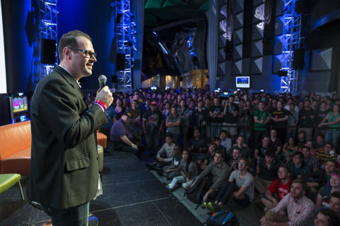 In this photo provided by Nintendo of America, hundreds of fans gather at Sky Church inside EMP Museum in Seattle on Aug. 27, 2015, to watch a developer presentation during Nindies@Night, an exclusive Nintendo event. Attendees were able to play and learn about new and upcoming independent games appearing on Wii U and Nintendo 3DS systems.