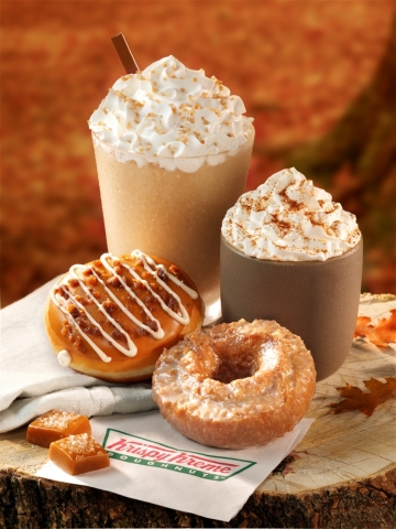 Krispy Kreme's Fall Flavor offerings, including the New Salted Caramel Latte and New Salted Caramel Latte Doughnut, are available now through Nov. 26. (Photo: Business Wire)
