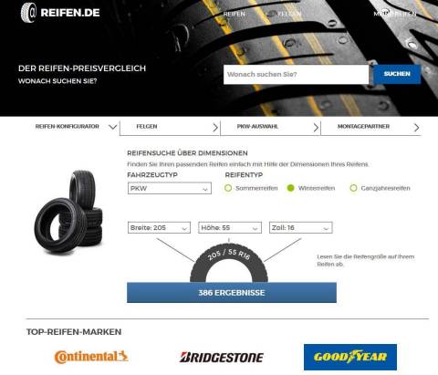 Mit neuen Filtermöglichkeiten und Preis-Alarm günstig zum Wunschreifen auf reifen.de. (Grafik: Business Wire)