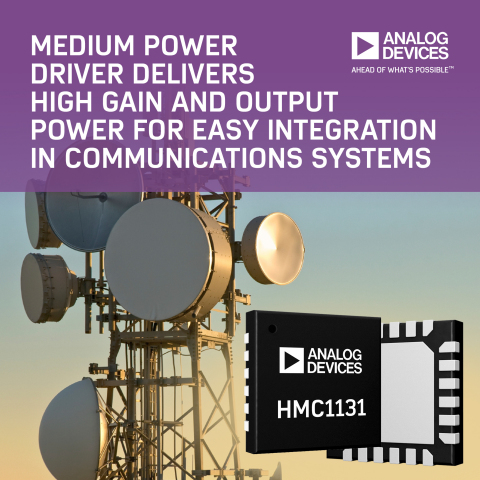 Medium-Power Driver Amplifier Delivers High Gain and Output Power for Easy Integration in Communications Systems (Graphic: Business Wire)