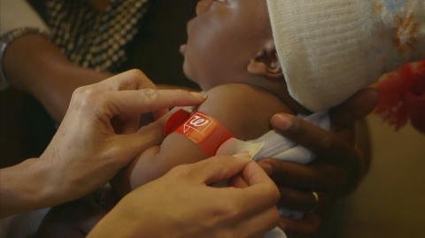 A child receives a measles vaccine at a recent clinic in Tanzania. (Photo: Business Wire)