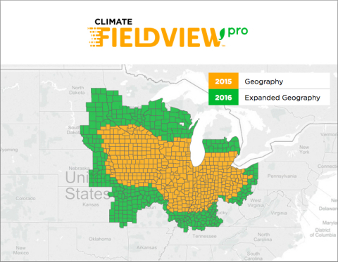 2016 Geographic Expansion: Climate FieldView Pro™ (Graphic: Business Wire)