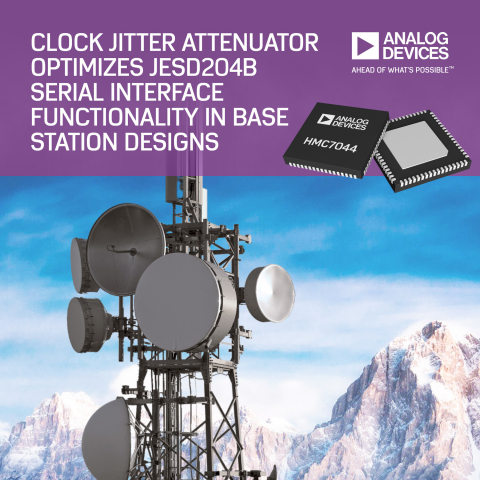 Analog Devices Clock Jitter Attenuator Optimizes JESD204B Serial Interface Functionality in Base Station Designs (Graphic: Business Wire)