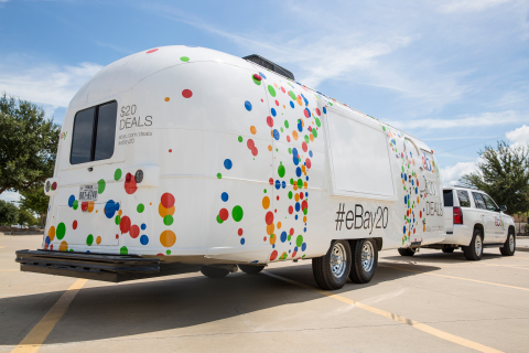 In this photograph taken Friday, Sept. 4, 2015 in Rowlett, Texas, eBay's 20th Anniversary Airstream hits the road to offer shoppers coast-to-coast – plus, shoppers everywhere at eBay.com/deals – incredible $20 deals on fashion, tech and home must-haves. (Shannon Faulk / AP Images / eBay)