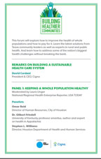 The agenda for the September 18 Houston Health Care Forum, presented by Cigna and USA Today.