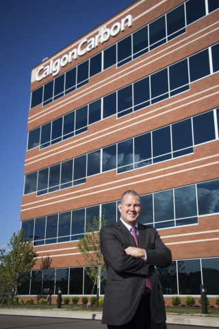 Randy Dearth, Calgon Carbon President, Chairman & CEO, stands in front of the company's new global headquarters in Moon Township, PA. (Photo: Joseph W. Brown)