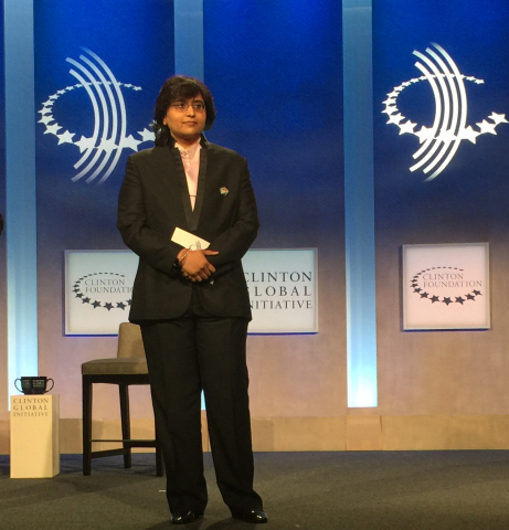 Nanobiosym Chairman and CEO Dr. Anita Goel announced a Commitment to Action at the Clinton Global Initiative (Photo: Business Wire).