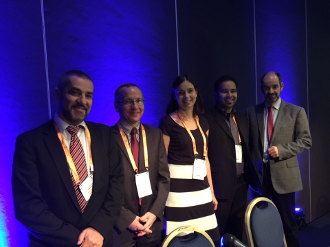 Presenting ophthalmologists and radiation specialists Prof. Frank Zimmerman, Mr. Christopher Brand, Dr. Katia Hatz, Dr. Mahdy Ranjbar and Mr. Timothy Jackson (Photo: Business Wire)