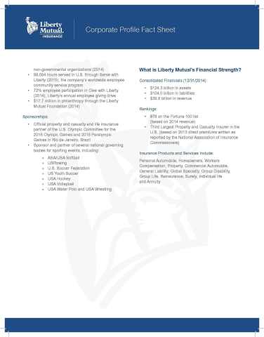 Liberty Mutual Corporate Profile Page 2 (Graphic: Business Wire)