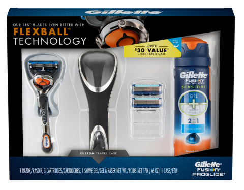 To celebrate the partnership, a Gillette Fusion ProGlide with FlexBall Technology holiday gift pack will be available in stores across the U.S. starting in mid-October. (Photo: Business Wire)