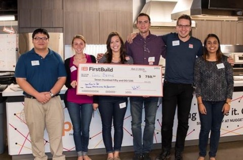 Hackathon winner Cool Beans is comprised of college co-op students from Ohio, Illinois, Florida and Indiana: Trung Doan, Lydia Pawley, Diana Alonso, Steven Morse, Hunter Stephenson and Marcia Suarez. (Photo: GE)