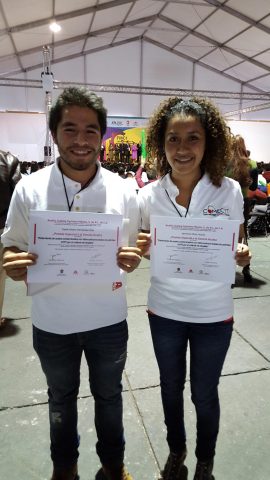 Students Tupak Hernandez and Berenice Perez receive the Axalta Special Science Award during the Mexican Fair of Science and Engineering 2015. (Photo: Axalta)

 
