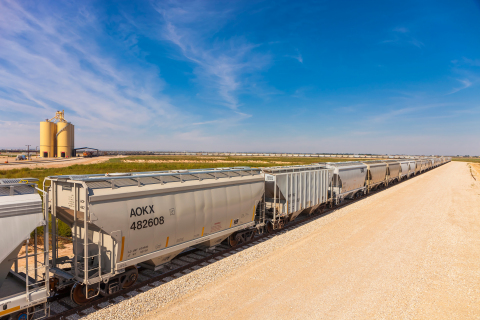 A record-breaking 150-car unit train carrying 33 million pounds of frac sand arrives at Rangeland En ... 