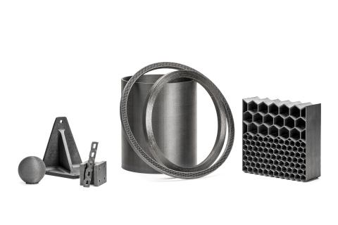 Examples of -- for the first time -- 3D printed PEEK and PAEK composite parts developed for the Aerospace, Single Use Medical Devices, Oil & Gas and Factory Automation sectors by Arevo Labs (Santa Clara, Calif.) (Photo: Business Wire)