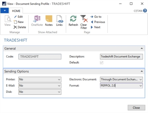 Screenshot of Tradeshift's Microsoft Dynamics Integration (Photo: Business Wire)