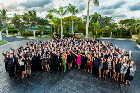 Employees of Axis Communications gathered to celebrate their success during the 2015 Kickoff event held in Cancun. Axis was ranked #17 on the annual Great Place to Work® 2015 Best Small & Medium Workplaces list, published by Fortune magazine. (Photo: Business Wire)