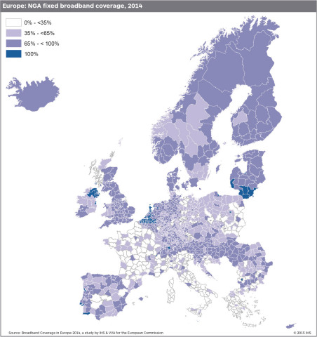 IHS Technology Broadband Coverage in Europe 2014 (Graphic: Business Wire)