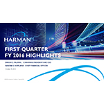 HARMAN 1Q2016 Earnings Supporting Slide Deck