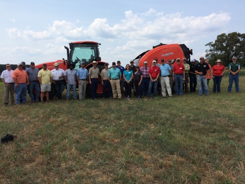 County extension agents with the University of Georgia, Athens, pose in front of Kubota's M135GX tractor and BV4180 baler after receiving training on hay and forage production from Kubota product experts. (Photo: Business Wire)