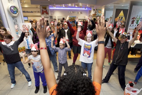 In this photo provided by Nintendo of America, fans of all ages take part in the iconic Yo-kai Dance at the YO-KAI WATCH launch event celebration at Nintendo World on Nov. 7, 2015. YO-KAI WATCH launched on Nov. 6, 2015 and is available exclusively for the Nintendo 3DS family of systems.