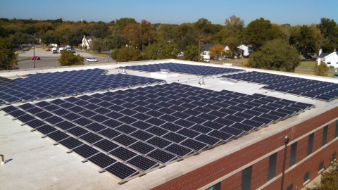 A rooftop system composed of SolarWorld solar panels is part of a new solar system at the Robert J. Dole VA Medical Center in Wichita, Kan. (Photo: Business Wire)