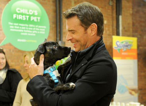 Scott Foley partners with Swiffer to spread the word that cleaning concerns should never be an obstacle to bringing home your child's first pet, Thursday, Nov. 12, 2015, in New York. Foley joined Swiffer and Bark & Co. to provide 10,000 Welcome Home Kits, including free Swiffer products, to shelters nationwide this holiday season. (Photo by Diane Bondareff/Invision for Swiffer/AP Images)