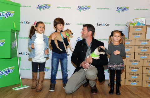 Scott Foley joins Swiffer to celebrate the joy of bringing home your child's first pet, Thursday, Nov. 12, 2015, in New York. Foley serves as Swiffer campaign ambassador to spread the word that cleaning concerns should never be an obstacle to pet adoption. (Photo by Diane Bondareff/Invision for Swiffer/AP Images)