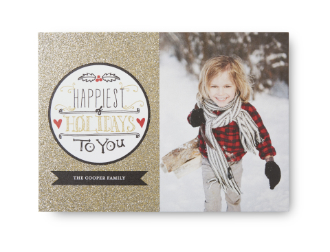 Only available at Tiny Prints, Glitter Cards make a glamorous holiday statement without rubbing off the card. (Photo: Business Wire)
